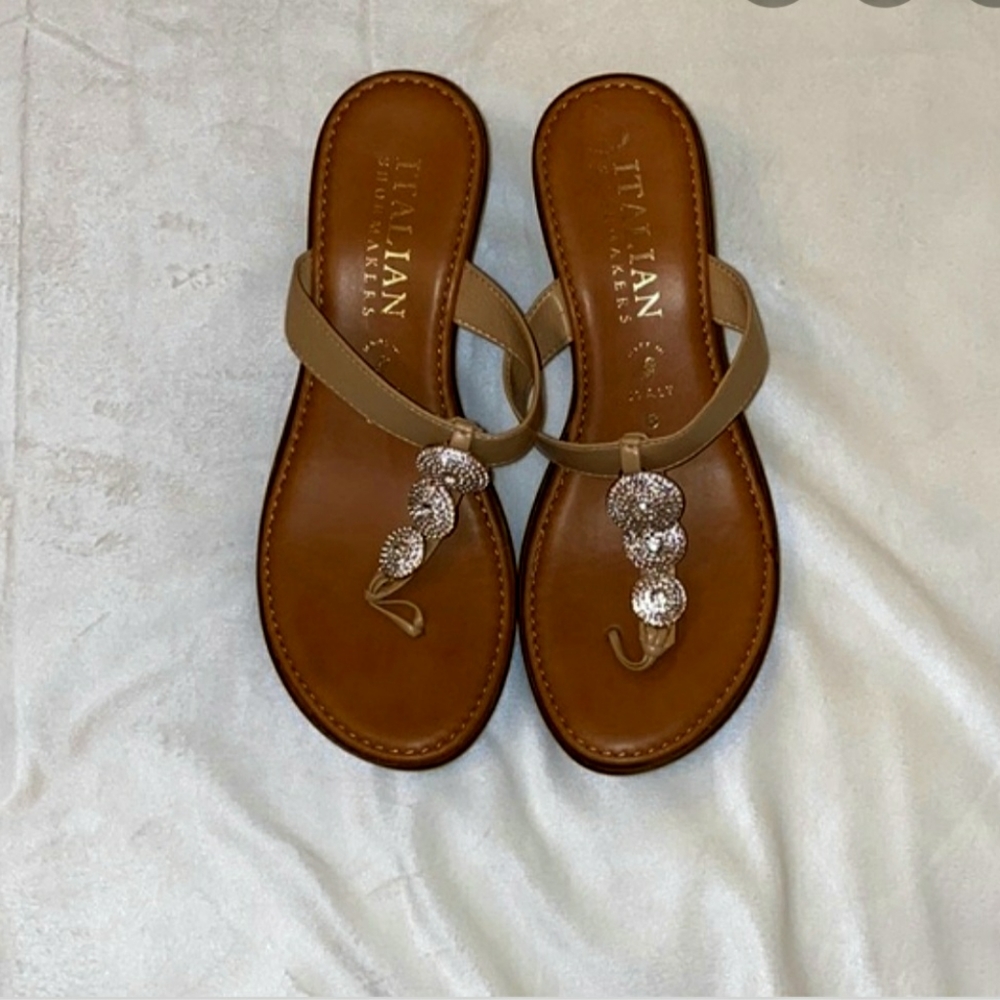 Italian Dazzler Nude Wedges Size 7